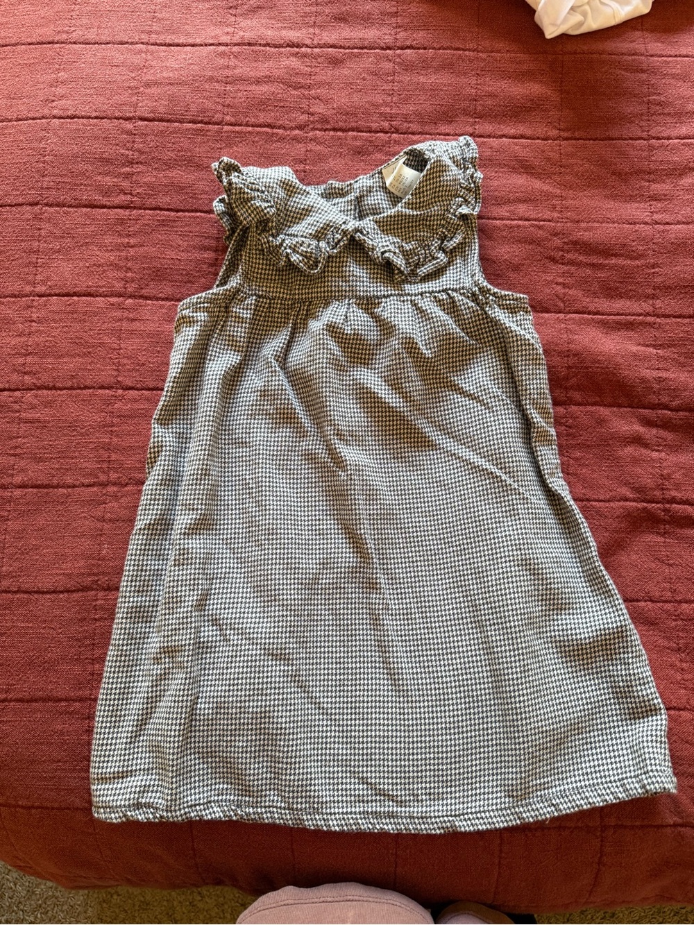 H&M Black and White Gingham Ruffle Sleeveless Dress